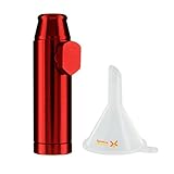 Premium Red Metal Snuff Bullet Twist Nasal Sniffer (Anodized Aluminum) Holds 3g w HumanFriendly Micro Funnel - Heavy Duty