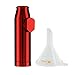 Premium Red Metal Snuff Bullet Twist Nasal Sniffer (Anodized Aluminum) Holds 3g w HumanFriendly Micro Funnel - Heavy Duty