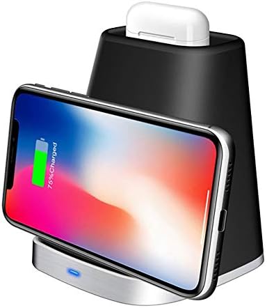 Seasonaliy IPhone 2 in 1 Airpods Wireless Charger Charging Base,Fast Wireless Charger Dock Compatible Apple iPhone8/XSR/Max