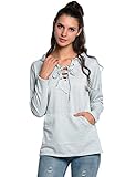 HITREE Ladies Women V-neck Long Sleeve Shawl Collar Hooded Hoodie Sweater (M)