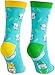 Pavilion - Gin & Tonic Fun Blue, Green & Yellow Patterned Alcohol S/M Unisex Socks - 4-9 Women US & 5-8 Men US
