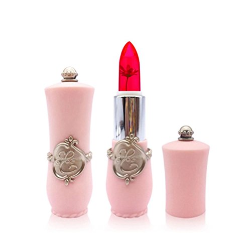 Lavany Women Lipstick,Crystal Jelly Lipstick Beauty Bright Flower Magic Temperature Change Color Lip Makeup Tools for Women (Red)