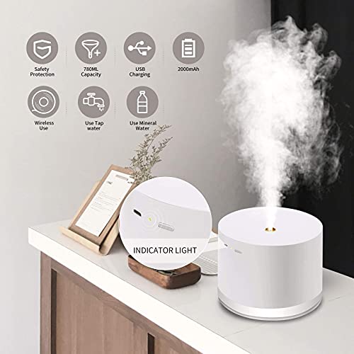 MayPal Humidifiers for Bedroom,Cool Mist Humidifier,780ml Wireless