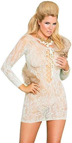 EMLingeriePlus Size Lingerie Long Sleeve Green Mini Dress XL-2X-3X ONE Size
