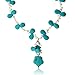 Gem Stone King 20 Inch Drop Shape Simulated Turquoise Howlite + Cultured Freshwater Pearl Necklace & Earrings