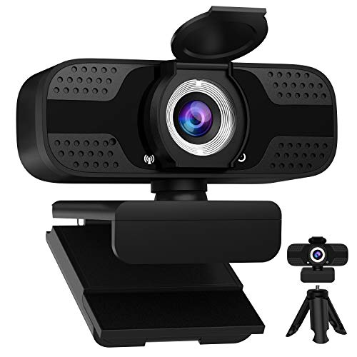 Full HD Webcam with Built-in Microphone and Rotatable Tripod, 1080P Video and Wide Angle Camera, Privacy Cover, for…