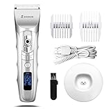 Hair Clippers, High Performance LED Hair Trimmer Kit for Men with LED Screen Cordless Hair Clippers, Secure Guide, Charging Base, Cordless USB Rechargeable Waterproof Haircut Kit (White)
