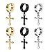 Paxuan Mens Womens Silver Gold Black Surgical Stainless Steel Hoop Huggie Earrings Cross Drop Dangle Earrings Set Hypoallergenic (3 Pairs)