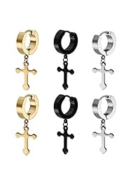 Paxuan - Pendientes de aro para hombre y mujer, de acero inoxidable quirúrgico, hipoalergénicos, 3 pares