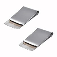 CJESLNA Pack of 2 Silver Stainless Steel Slim Money Clip