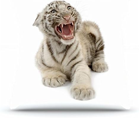 Throw Pillowcase 18 X 18 Inches Cotton Pillowcases Decorative Cushion Covers with Hidden Zipper - Animals tiger tiger cub White Bengal Tiger For Bedding Room