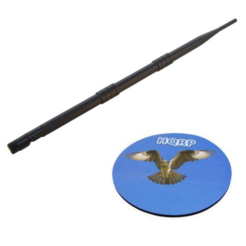 HQRP 2400-2500Mh 9 dBi RP-SMA WIFI Booster Wireless Antenna WLAN for D-Link DI-514 / DI-524 / DI-614+ / DI-624 / DI-624S / DI-624M / DI-711 + HQRP Coaster
