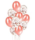 Rose Gold Confetti Balloons | 12 inch Original Latex Balloons for Birthday Party Decorations, Bridal and Baby Shower, Wedding (20 Pack)