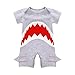 MIOIM Cute Infant Baby Boys Shark Short Sleeve Bodysuit Romper Jumpsuit Onesie, 12-18 Months(90) Gray