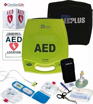 ZOLL AED Plus w/prescription,CPR D Padz, 10 Batteries, and Soft Carrying Case