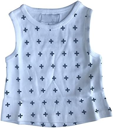 Modern Burlap Organic Basic Tank in Signature Prints (B+W Swiss Cross, 6-12 Months)