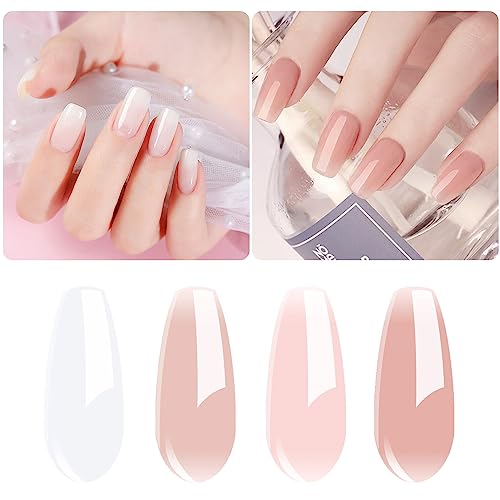 Vishine 4Pcs Jelly Nude Pink Milky White Rose Gel Nail Polish Set Sheer Clear Crystal Translucent French Manicure Gel Nail Polish Kit 8ML - Image 2