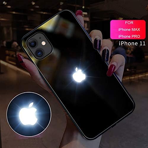 HONHAN iPhone 11 / PRO/MAX Case Led Logo Light iPhone Case Glowing Light Up Logo Case Illuminate Cover (Glass Black) (Black, iPHON 11 MAX / 6.5 inch)