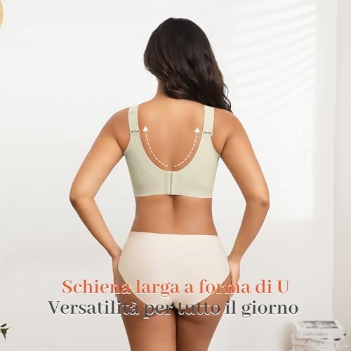 Reggiseno Senza Ferretto Donna-Scollo a V Senza Cuciture Seamless, Imbottitura Rimuovibile e Cinghie Regolabili, Comodo con Supporto Quotidiano