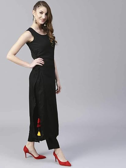 Black sleeveless kurti Clearance
