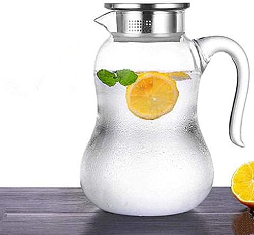 JKAD Carafe with Lid Glass Cold Water Bottle Heat Resistant High Temperature Glass Cover Filter Teapot (Color : 1.5l)