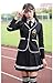 Evalent Japanese Anime Clothes Classic Navy Sailor Suit Short Sleeve Girl Students School Uniforms White (L, Black)