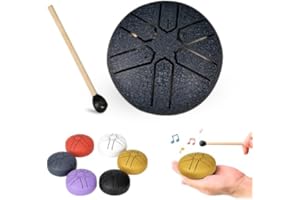 Rain Drum for Outside, Steel Tongue Drum Rain Chime, 3 Inch 6 Notes Hand Drums, Mini Handpan Drum Sound Healing Instruments f