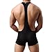 YiZYiF Men's Jockstrap Bodysuit Soft Thin Freestyle Wrestling Singlet Underwear Black Medium