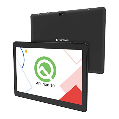 VUCATIMES N10 10-Inch Tablet, Android 10.0, 32GB Storage, A53 Quad-Core Processor, IPS HD Display, Bluetooth 4.2, WiFi, Black