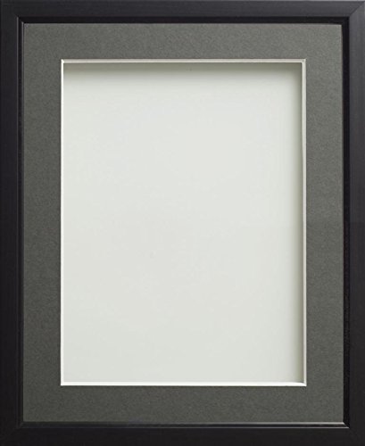Frame Company Drayton Range Picture Photo Frame with Grey Mount for Image Size 10 x 6-Inch, Plastic, Black, A4