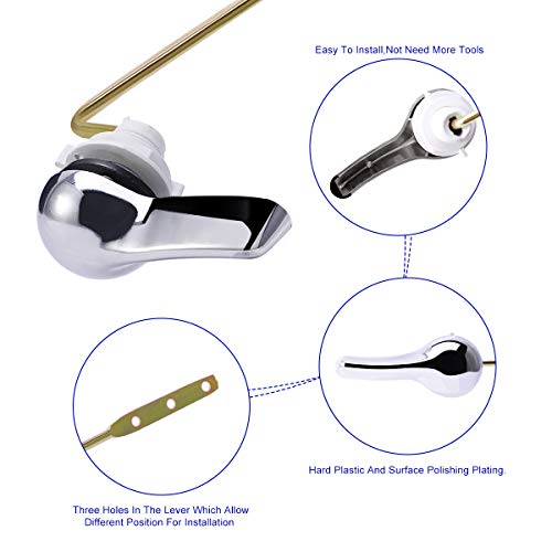 Toilet Tank Lever,Toilet Flush Lever Handle,Universal Side Mount Toilet Lever Handle with Metal Nut Lock,Fits Most Toilets - Thumbnail 2