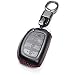 Vitodeco Leather Keyless Entry Remote Control Smart Key Case Cover Compatible for Hyundai Elantra, Sonata, Tucson (4 Buttons, Black/Red)