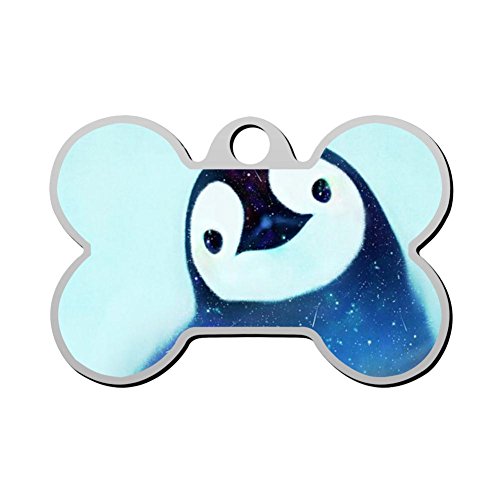 Galaxy Penguin Islands Dog Tag Pet ID Tags Puppy Cat Bone Shaped Zinc Alloy Identity Pendant Trendy Supplies Double Sided Printed - Customizable