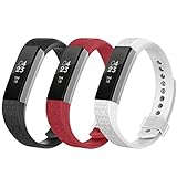 Fitbit Alta Bands,Greeninsync(TM) Laser Texture Fitbit Alta Accessory Replacement Bands Small White Red Black W Metal Clasp Unique Design Fatener for Man Women Kids