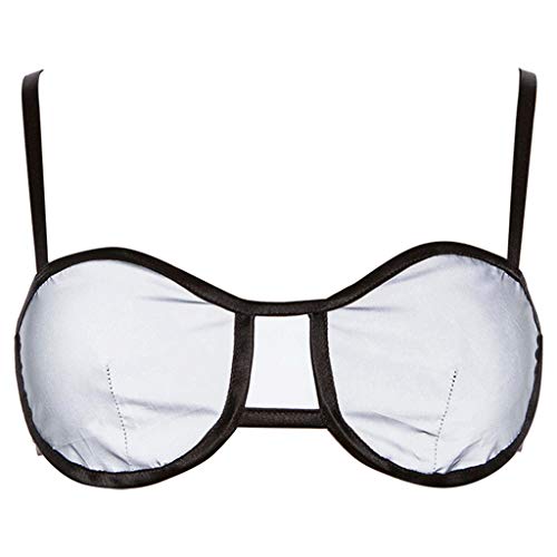 VICCKI Women Reflective Buckles Festival Bralette Bra Bustier Crop Tops Camisole Gray