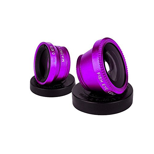 image for Generic Purple Universal Clip-on 180 degree 3 in 1 Fisheye+Wide Angle+
