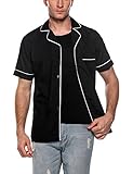 Coofandy Men's Notch Collar Short Sleeve Patchwork Casual Button Down Shirt