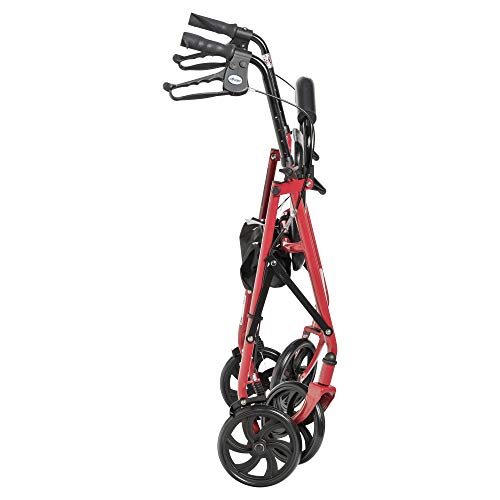Drive Medical 10257RD1 Four Wheel Rollator with Fold Up Removable Back