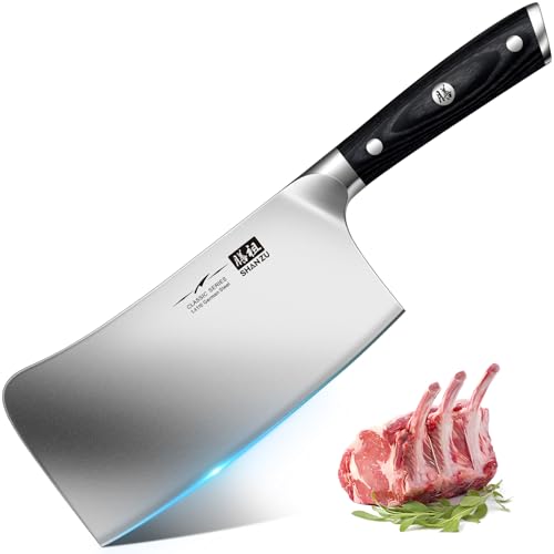 SHAN ZU Hackmesser Fleichmesser Chinesisches Hackmesser 17.8cm 21 ° Klinge verdickte Klinge zum Knacken von Knochen- Classic Series