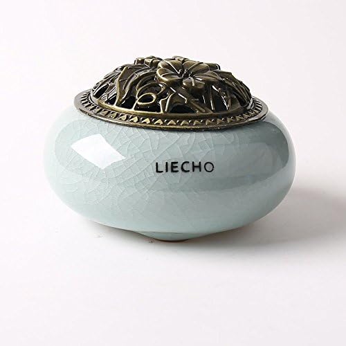 Liecho Beautiful Solid Brass Screen Burner with Golden Carving. An Artistic Carved Burner