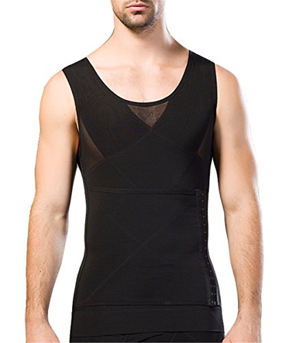 Breathable Gynecomastia Compression Hide Man Moobs Clasp Chest Binders Tank Tops (X-Large, Black) - Thumbnail 4