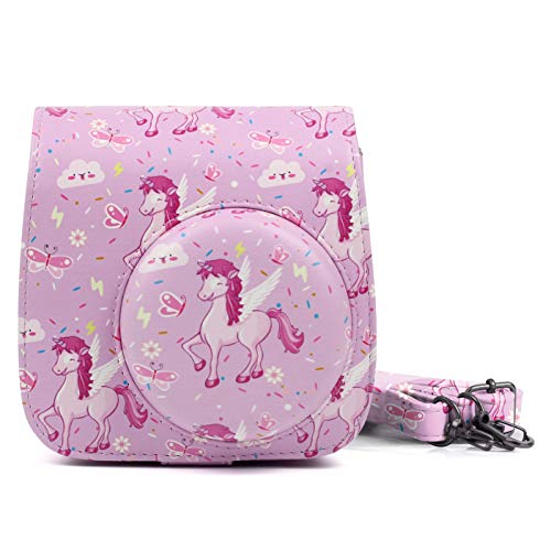 DKEnjoy Compatible Fuji Instax Mini 8/8+/9, PU Leather Camera Case Bag with Adjustable Strap for Fujifilm Instax Mini 8/8+/9 Instant Film Camera