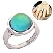 MOJO JEWELRY Basic Classic Antique Sterling Silver Plated Ring Round Stone Color Change Mood Rings MJ-RS036