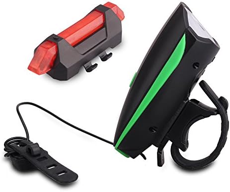 HooYL Bicycle Light Set Super Bright LED Headlight, LED Taillight, Quick-Release (Green,Red)