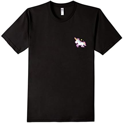 Men's Yay Unicorn Pixel T-Shirt Casual American Apparel Tee XL Black