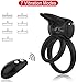Penis Ring Vibrator with Rabbit Ears Double Ring 7 Vibration Modes for Men, PALOQUETH Rechargeable Vibrating Penis Ring Couples Vibrator for Partner Pleasure, Waterproof Wireless Remote Control