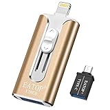 USB Flash Drives 128GB, Thumb Drive USB 3.0 Flash Drive 128GB Compatible with Mobile Phone & Computers, EATOP Phone External Expandable Memory Storage, Take More Photos & Videos, 128GB - Gold