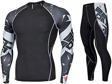 Zainafacai Men's Athletic Lightweight Fitness Sports Suit Long Sleeve Shirt+Pants Durable