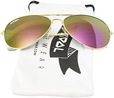 KOOL California - Aviator Reflective Color Lens Style Sunglasses - UV400 (Gold , Pink / Purple / Yellow)