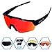 GIEADUN Polarized Sports Sunglasses Cycling Glasses Baseball Sunglasses with 3 lenses,Fishing,Ski Running Golf (black, Large)